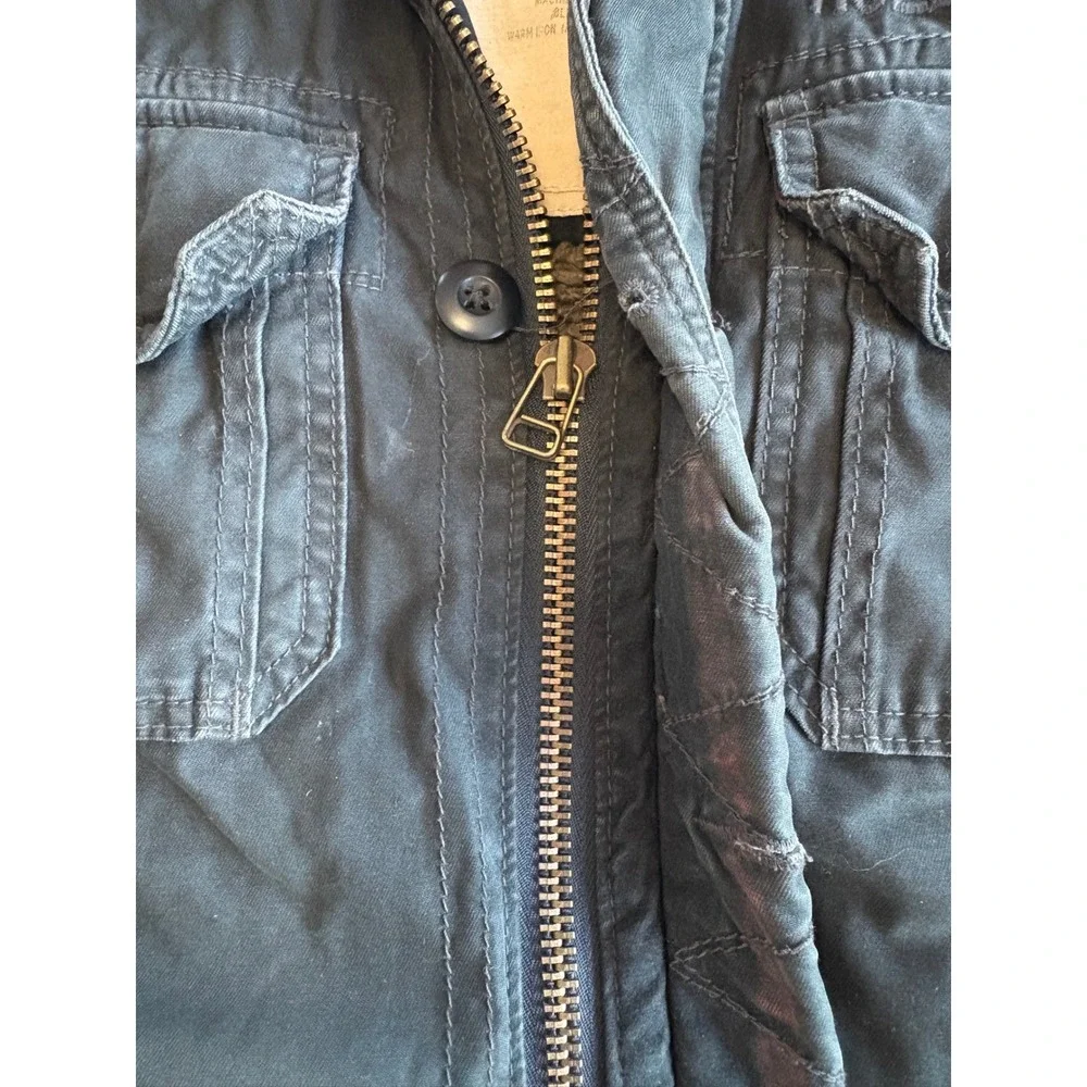 VTG Hollister Mens Medium Y2K Sherpa Lined Canvas Jacket Charcoal Grunge Trucker